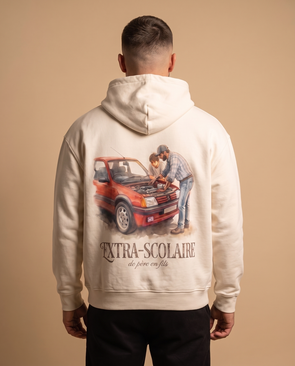 Hoodie lourd « Extra-scolaire » — écru