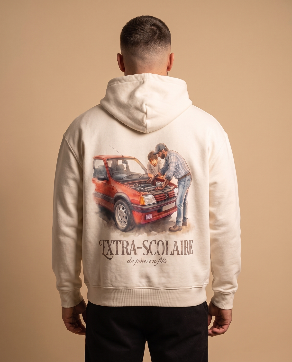Hoodie lourd « Extra-scolaire » — écru