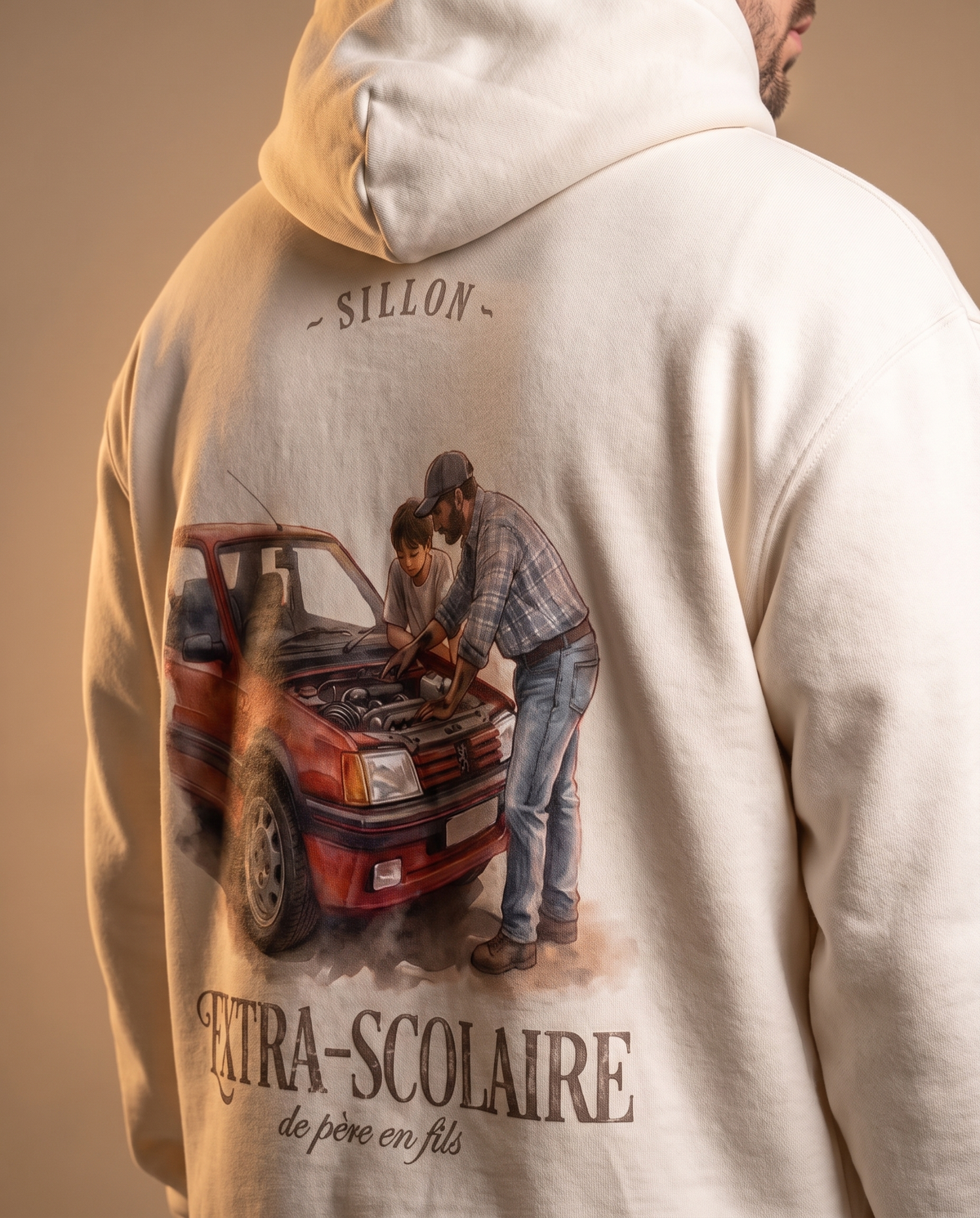 Hoodie lourd « Extra-scolaire » — écru