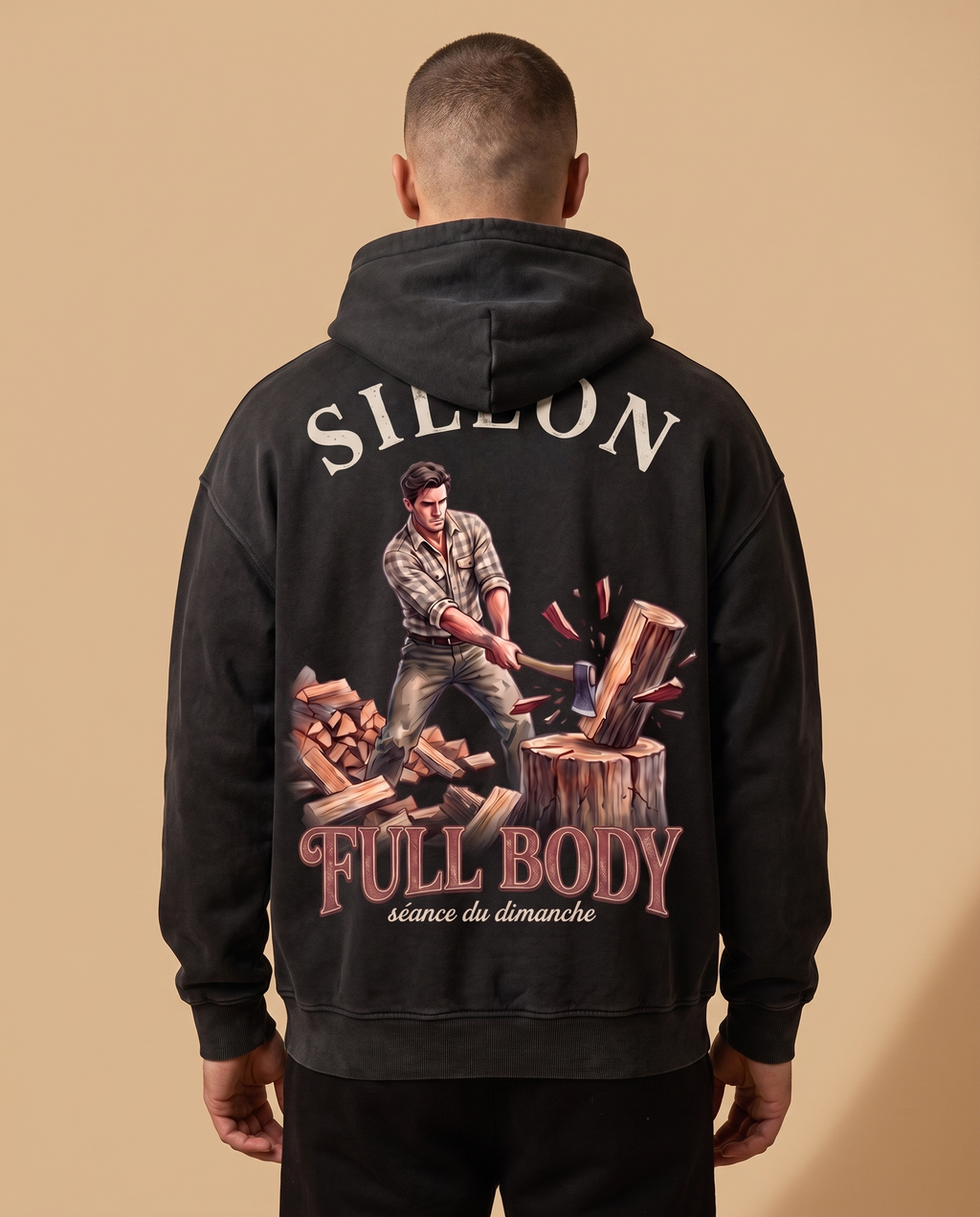 Hoodie lourd « Full Body » — noir délavé