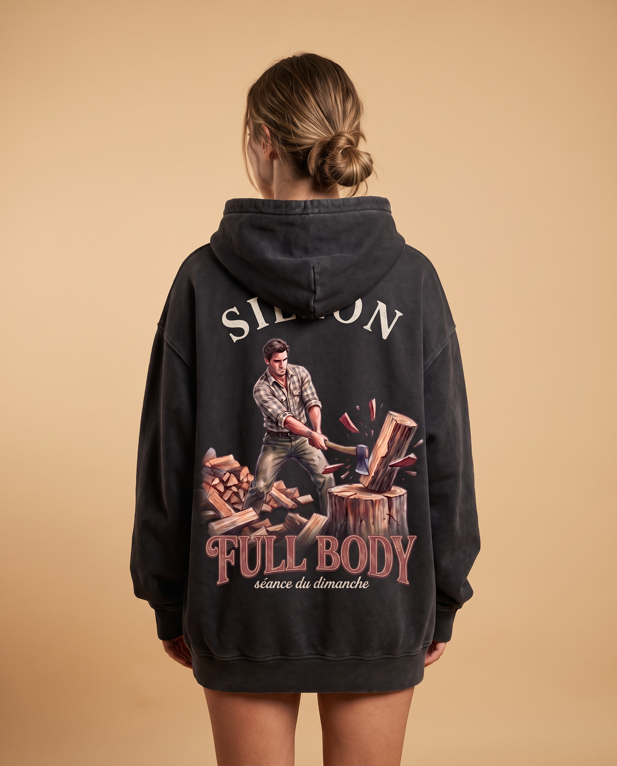 Hoodie lourd « Full Body » — noir délavé