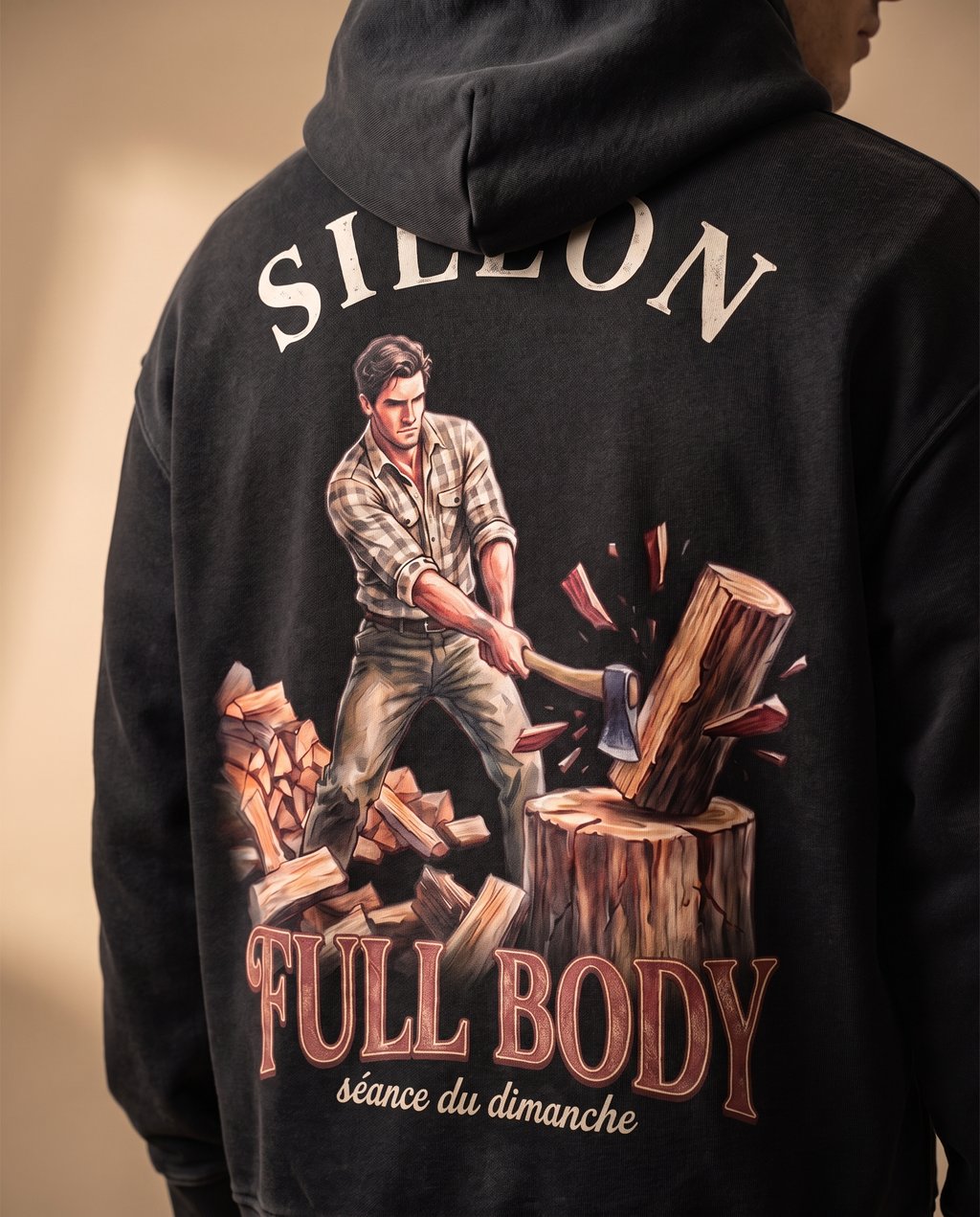 Hoodie lourd « Full Body » — noir délavé