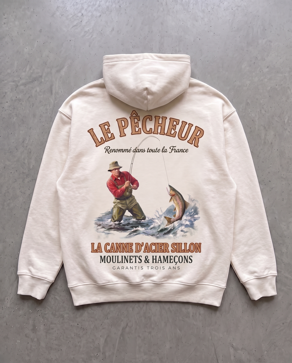 Hoodie lourd « Le Pêcheur » — écru