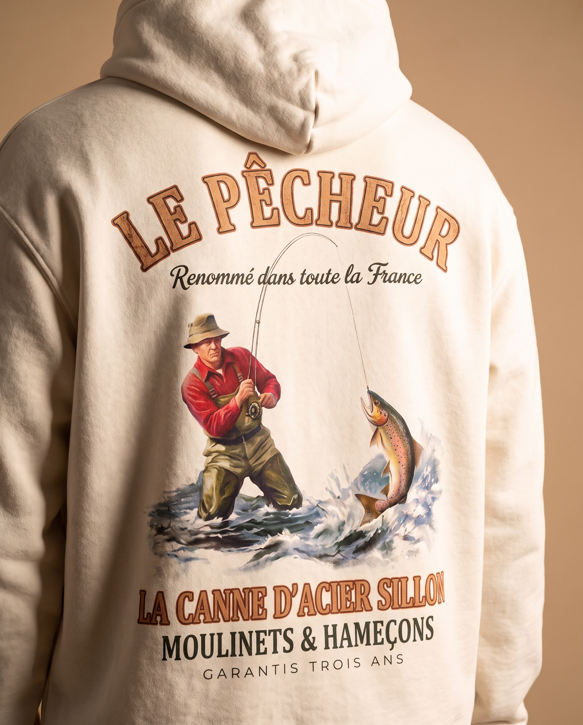 Hoodie lourd « Le Pêcheur » — écru