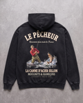 Hoodie lourd « Le Pêcheur » — noir délavé