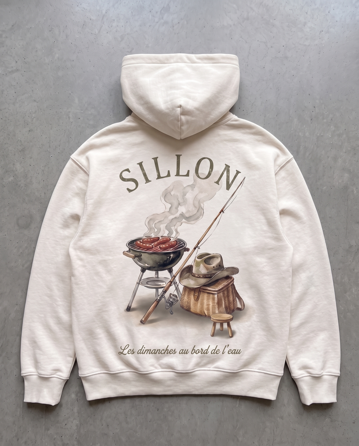 Hoodie lourd « Les Dimanches au bord de l'eau » — écru