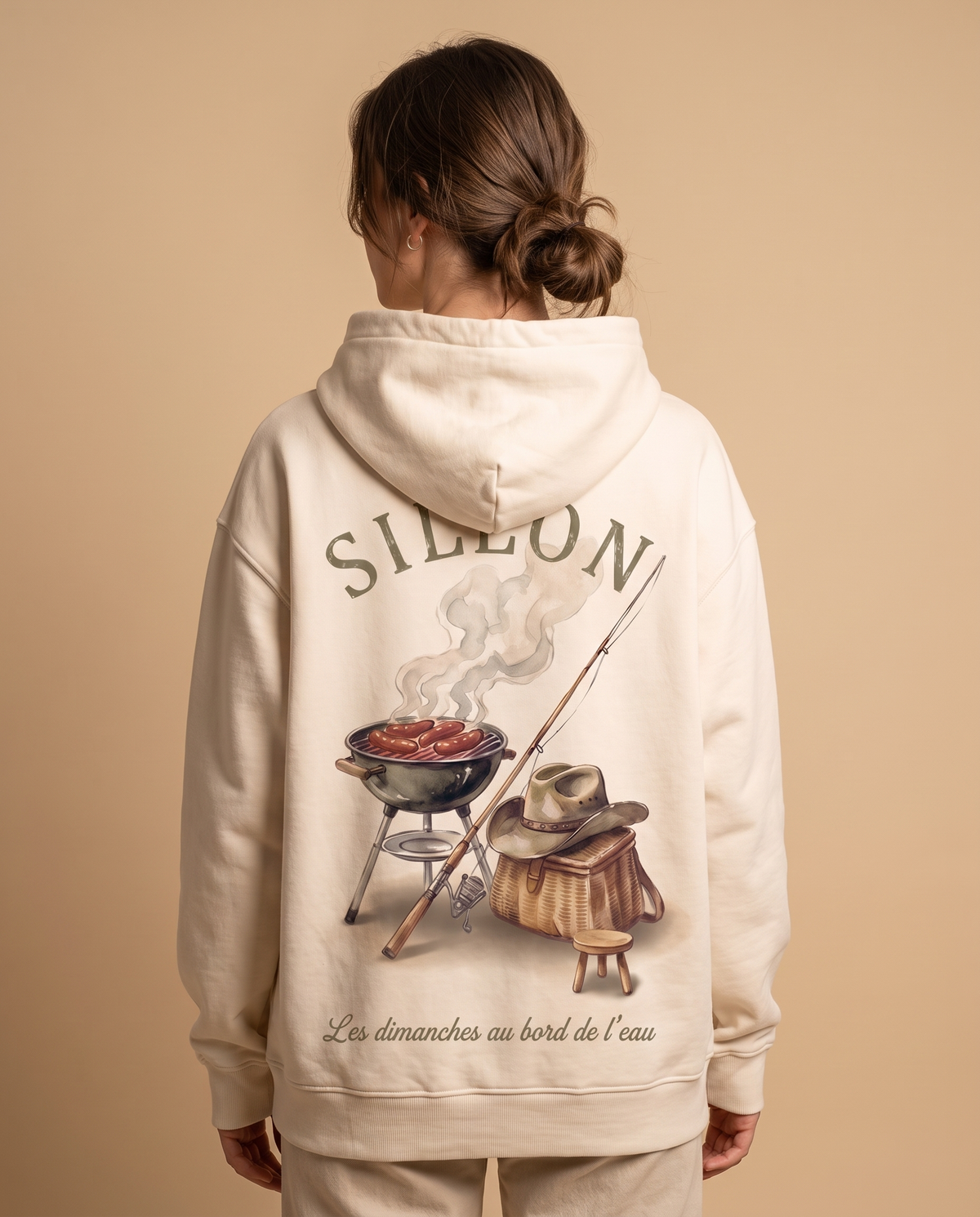 Hoodie lourd « Les Dimanches au bord de l'eau » — écru