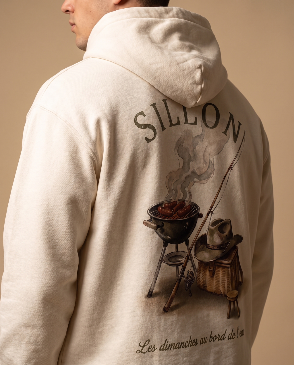 Hoodie lourd « Les Dimanches au bord de l'eau » — écru