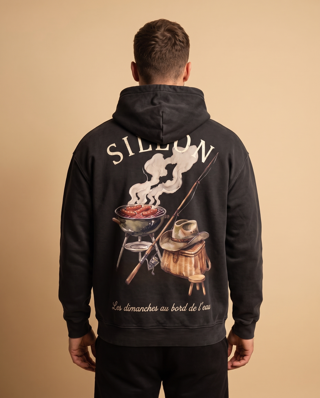 Hoodie lourd « Les Dimanches au bord de l'eau » — noir délavé