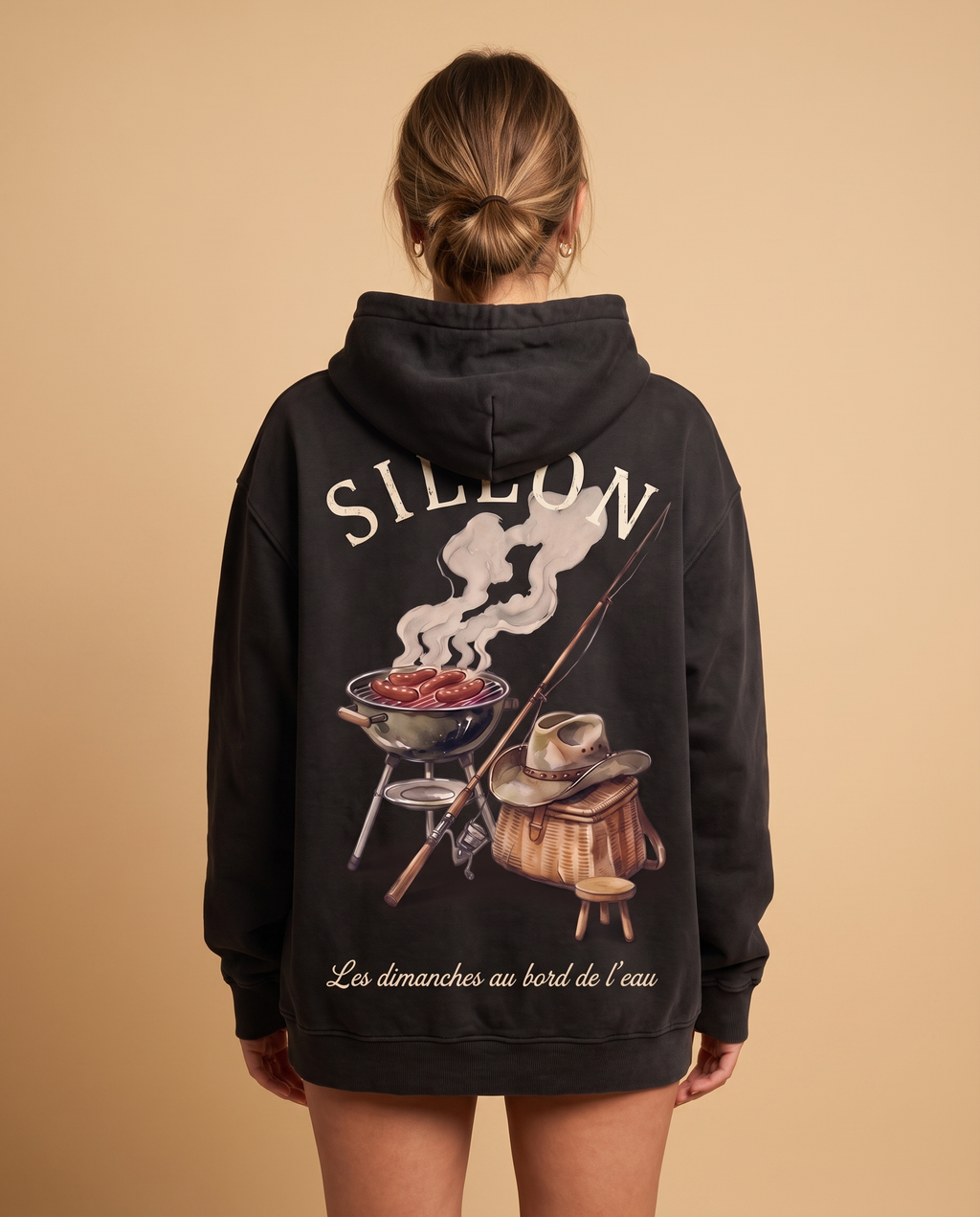 Hoodie lourd « Les Dimanches au bord de l'eau » — noir délavé