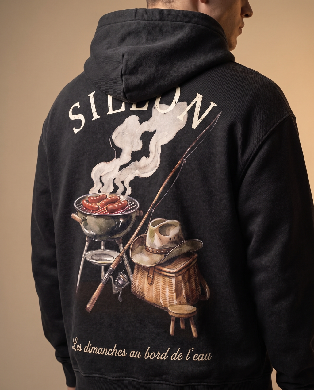 Hoodie lourd « Les Dimanches au bord de l'eau » — noir délavé