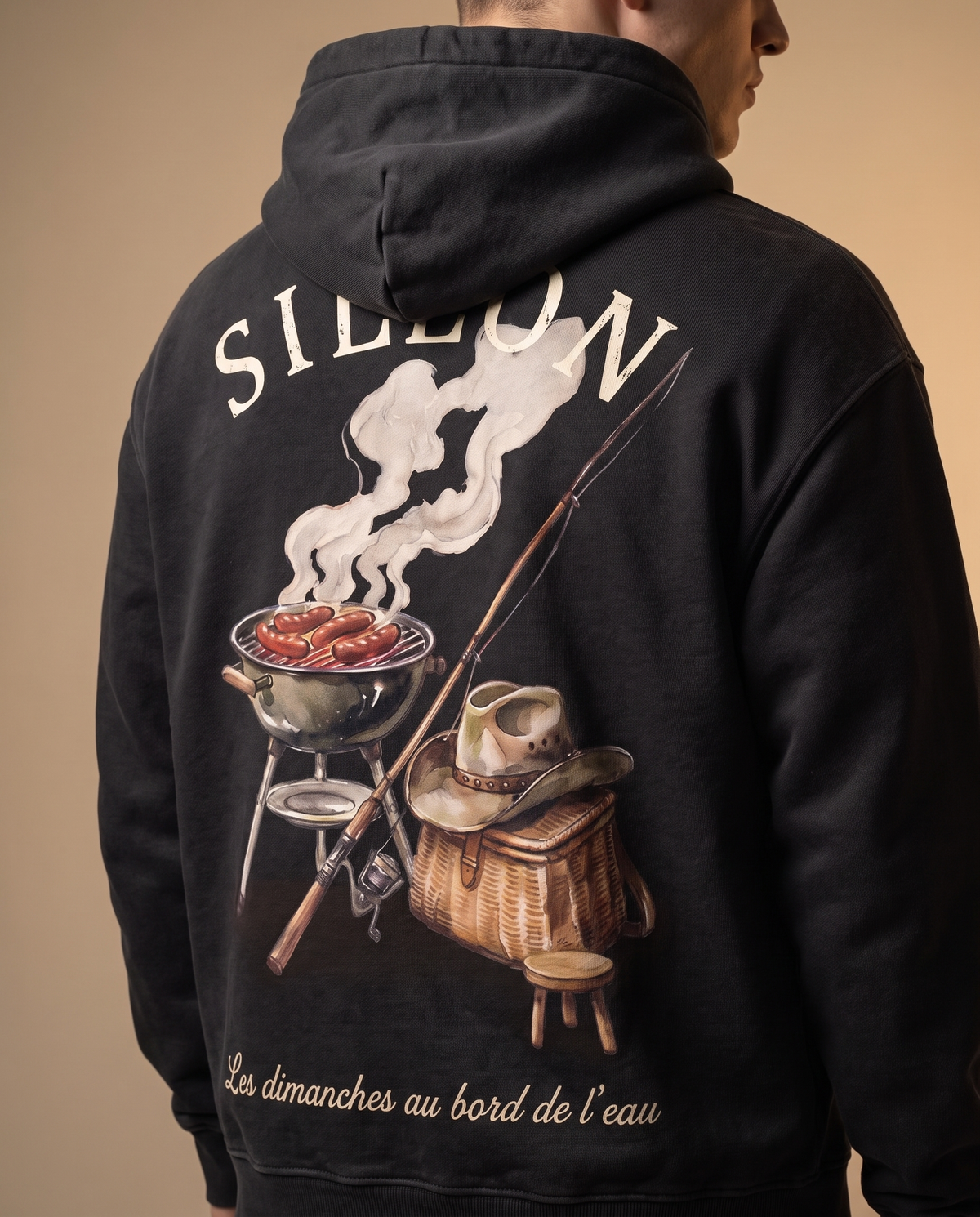 Hoodie lourd « Les Dimanches au bord de l'eau » — noir délavé