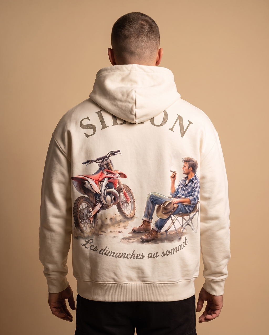 Hoodie lourd « Les Dimanches au sommet » — écru