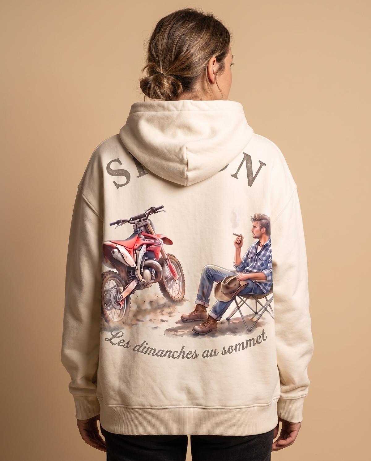 Hoodie lourd « Les Dimanches au sommet » — écru