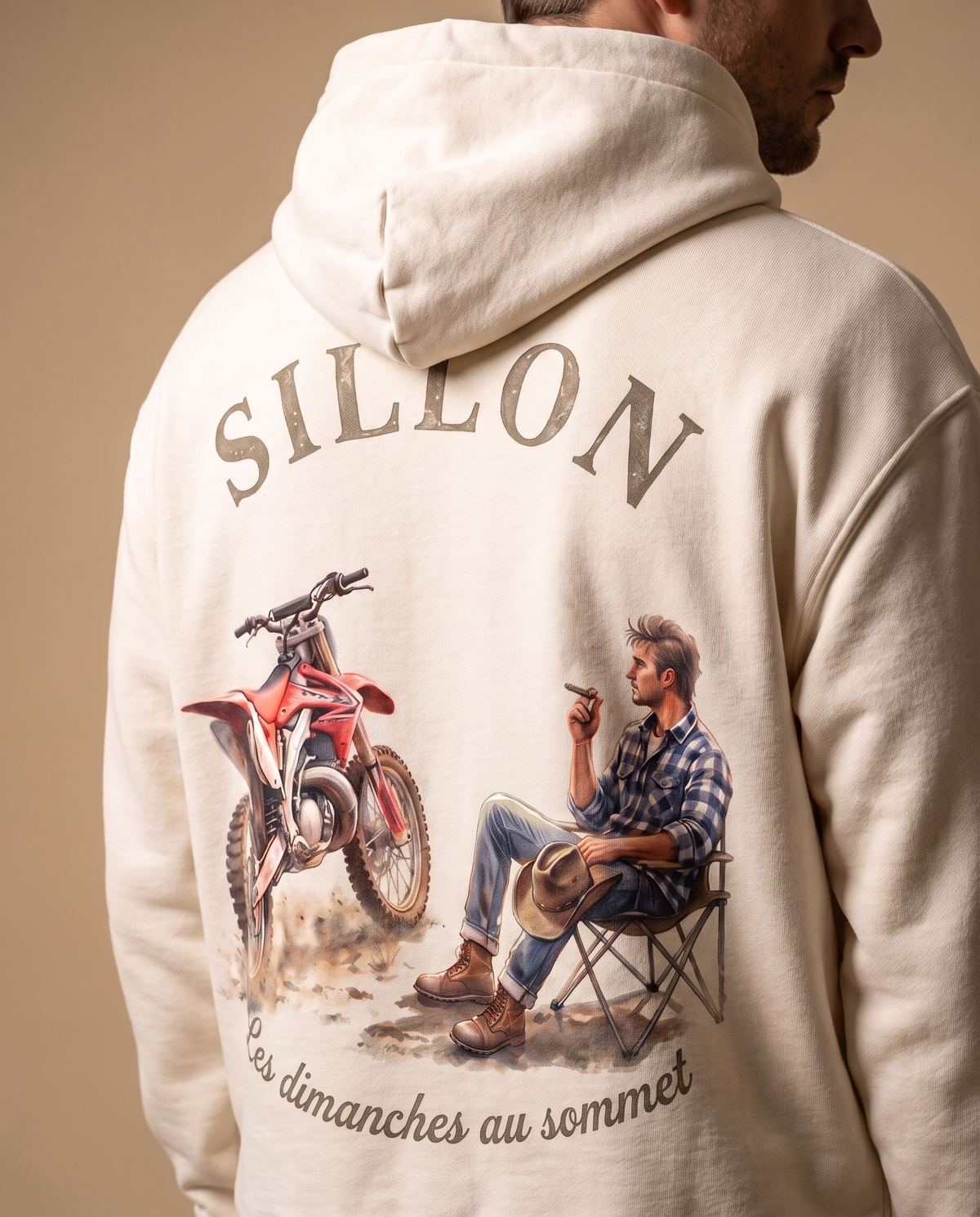 Hoodie lourd « Les Dimanches au sommet » — écru