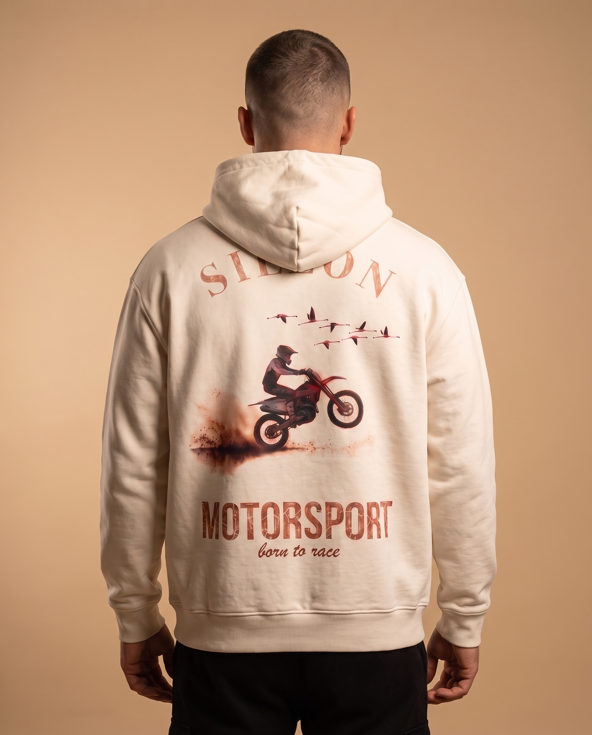 Hoodie lourd « Motorsport » — écru