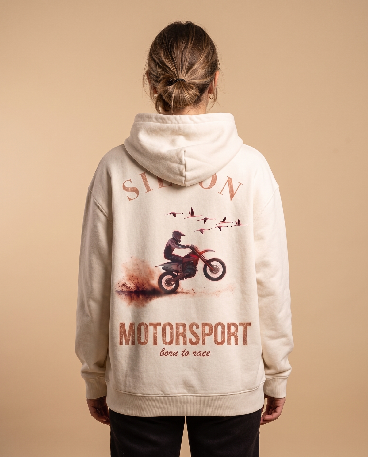 Hoodie lourd « Motorsport » — écru