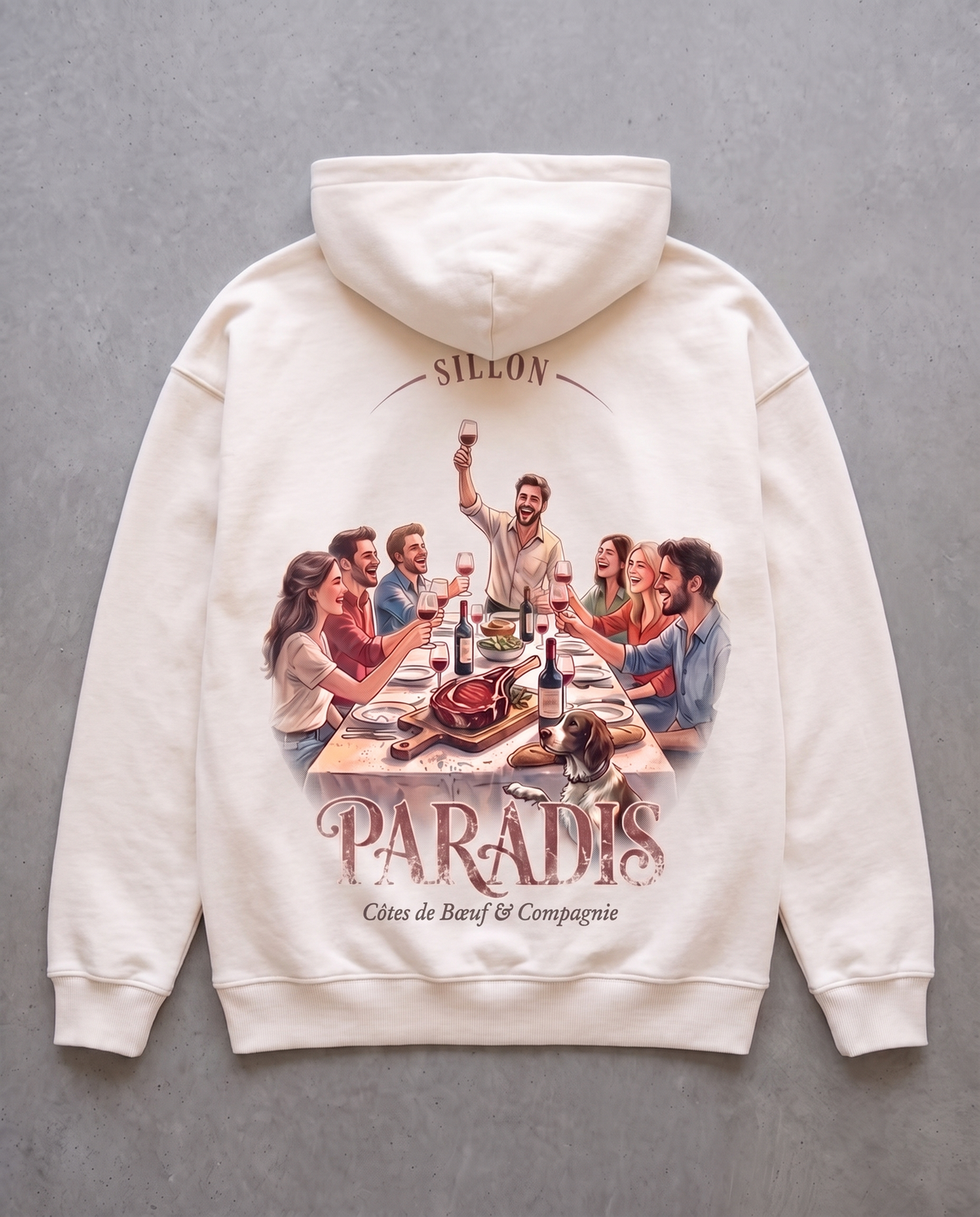 Hoodie lourd « Paradis » — écru