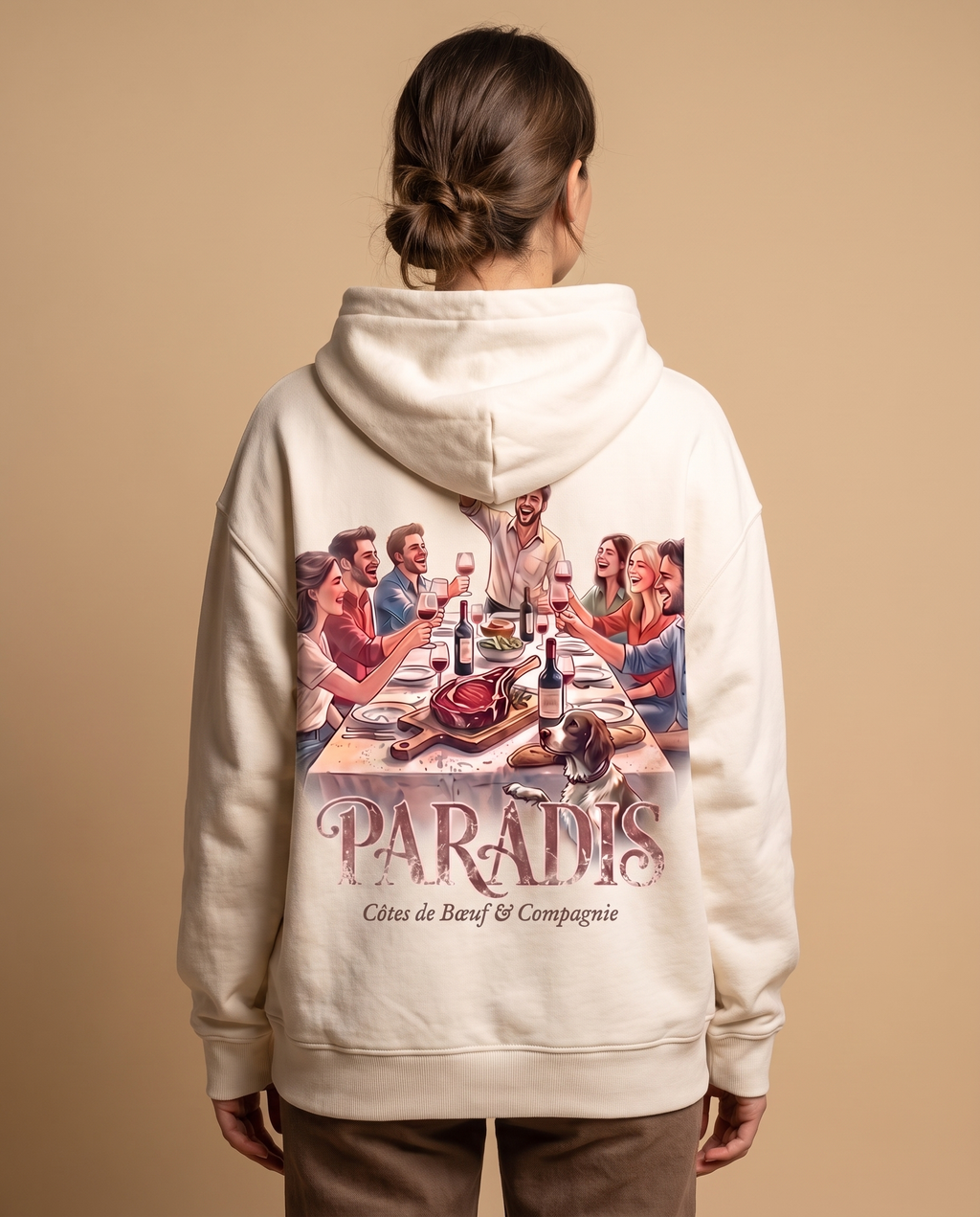 Hoodie lourd « Paradis » — écru