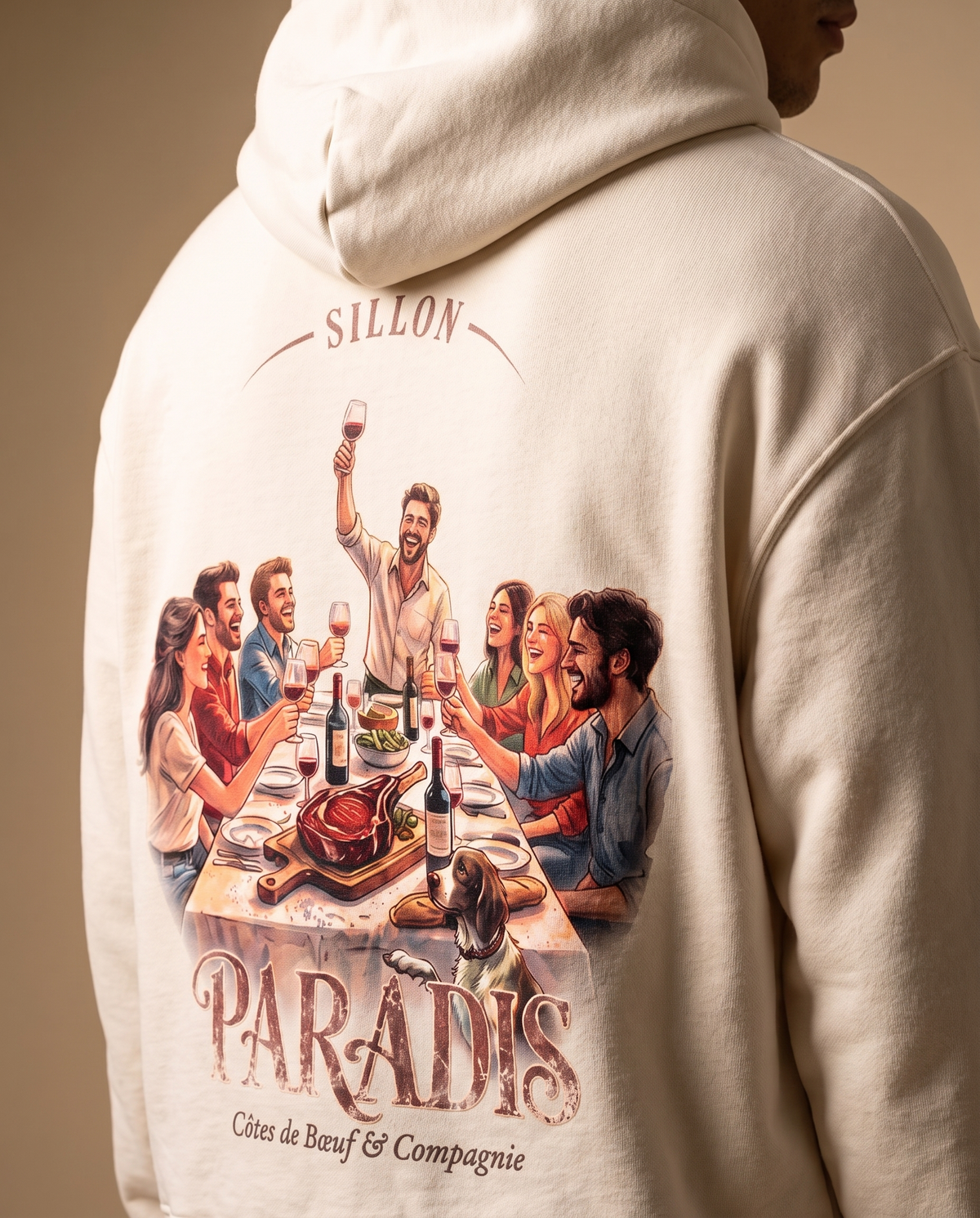 Hoodie lourd « Paradis » — écru