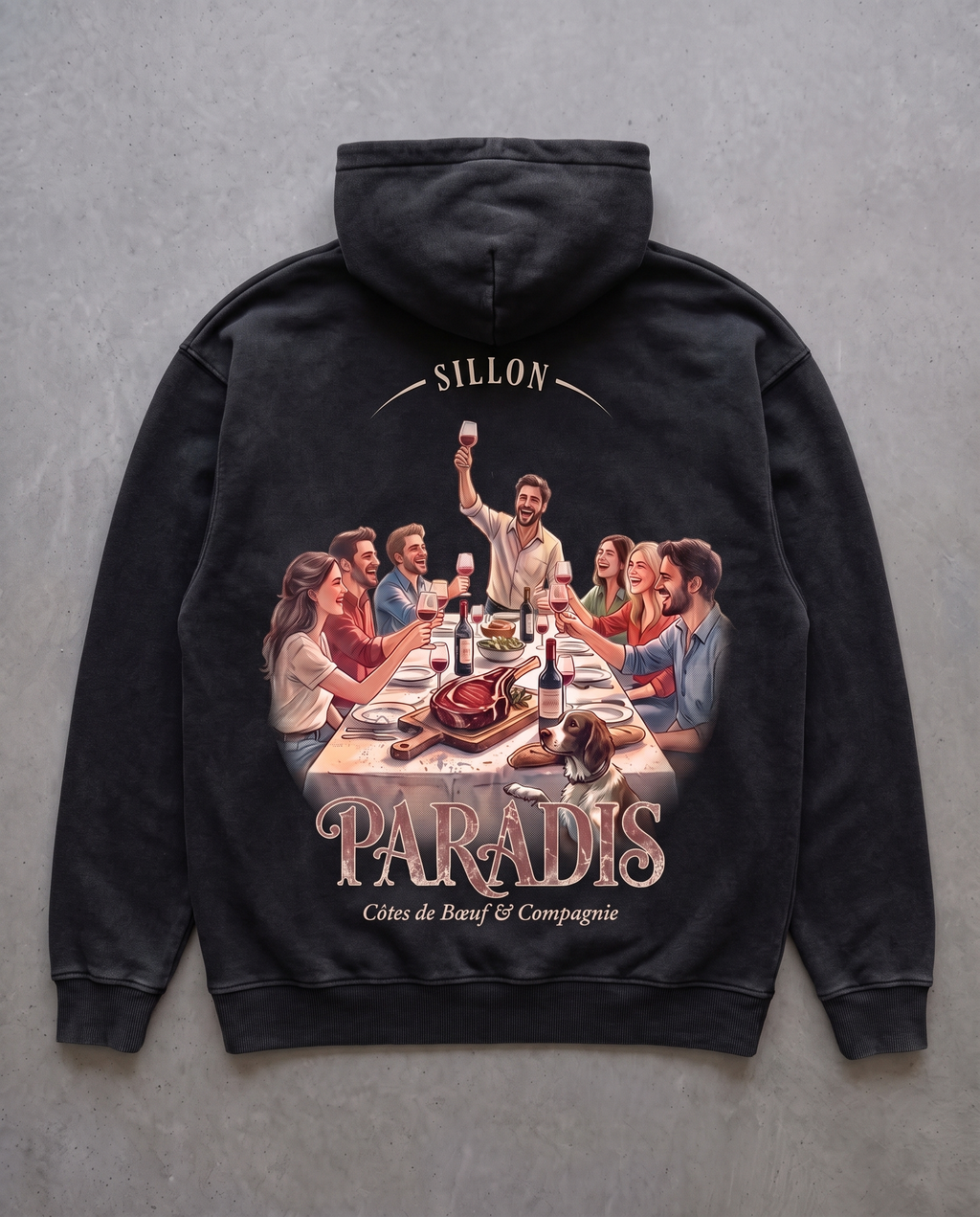 Hoodie lourd « Paradis » — noir délavé