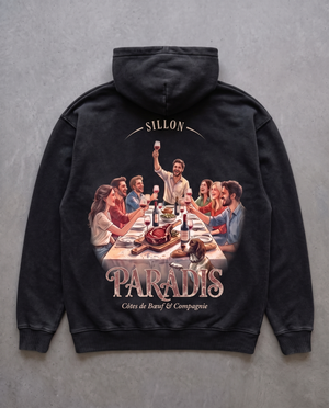 Hoodie lourd « Paradis » — noir délavé