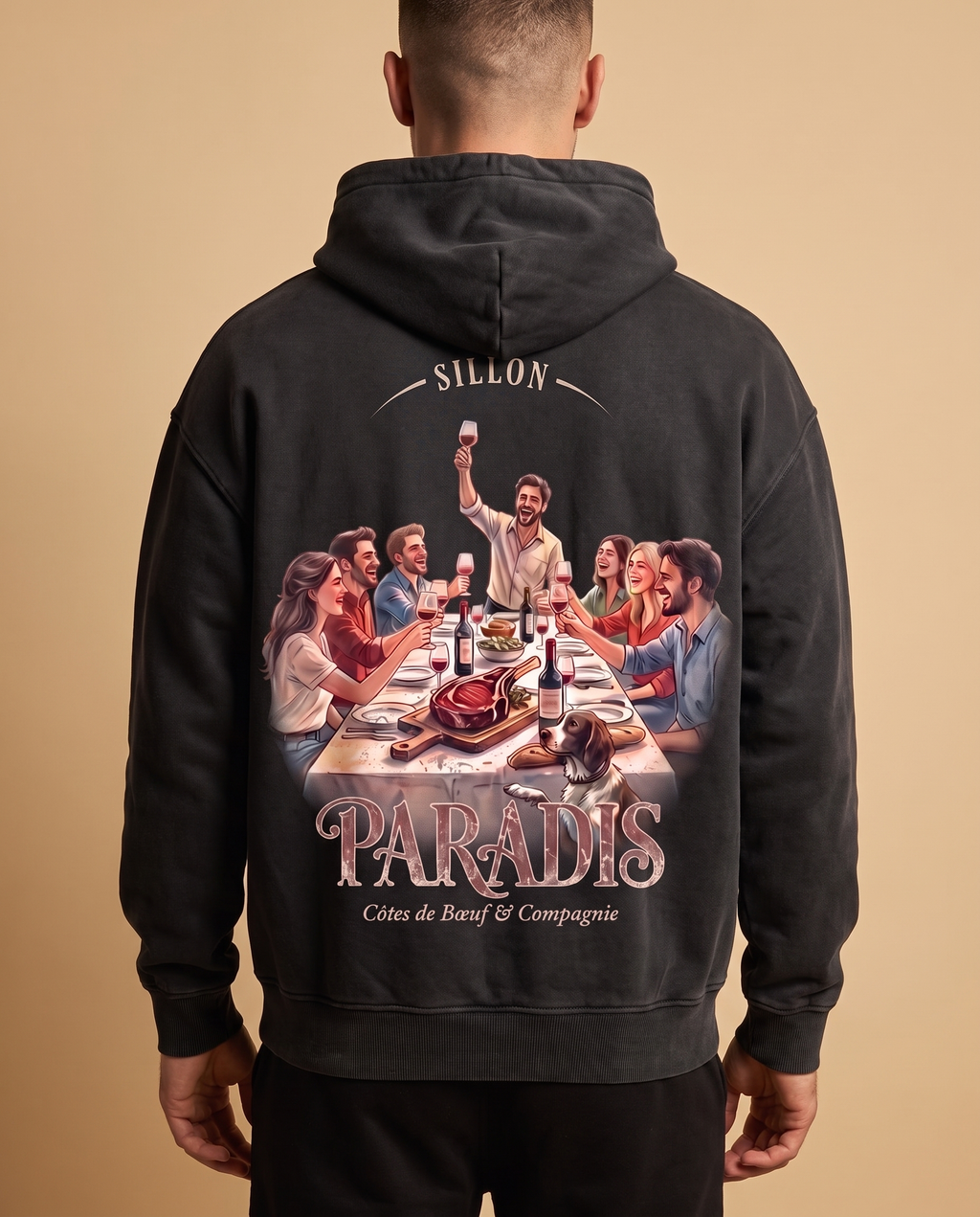 Hoodie lourd « Paradis » — noir délavé