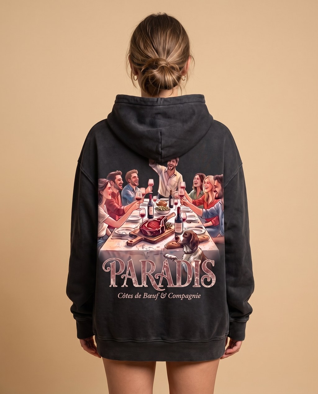 Hoodie lourd « Paradis » — noir délavé