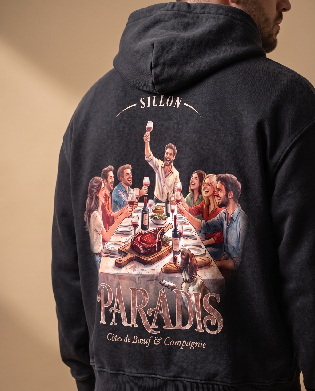 Hoodie lourd « Paradis » — noir délavé