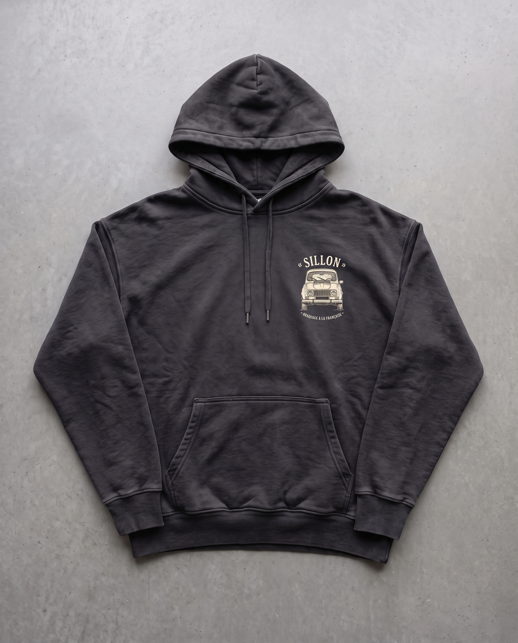 Hoodie lourd « Le Casse du Siècle » — noir délavé