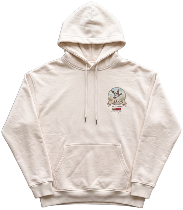 Hoodie lourd « Coup Double » — écru — devant