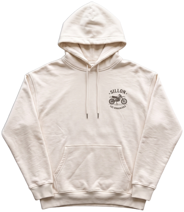 Hoodie lourd « Les Dimanches au sommet » — écru — devant
