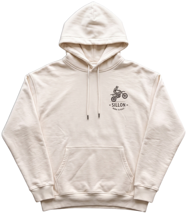 Hoodie lourd « Motorsport » — écru — devant