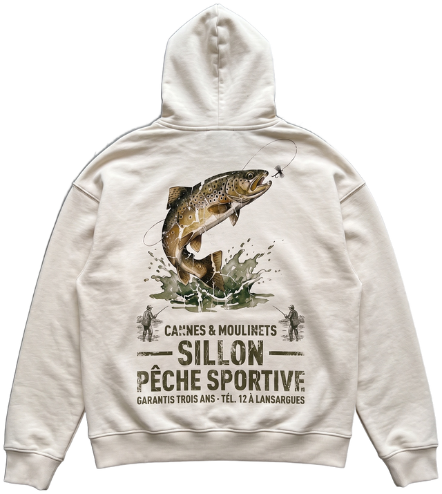 Hoodie lourd « Cannes & Moulinets » — écru — dos