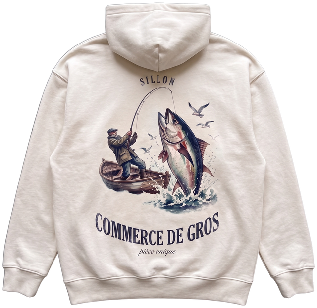 Hoodie lourd « Commerce de Gros » — écru — dos
