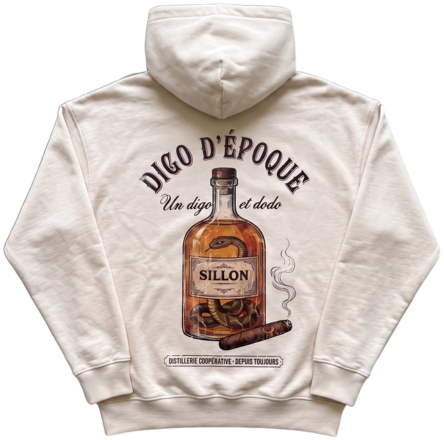 Hoodie lourd « Digo d'époque » — écru — dos