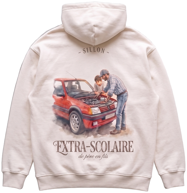 Hoodie lourd « Extra-scolaire » — écru — dos