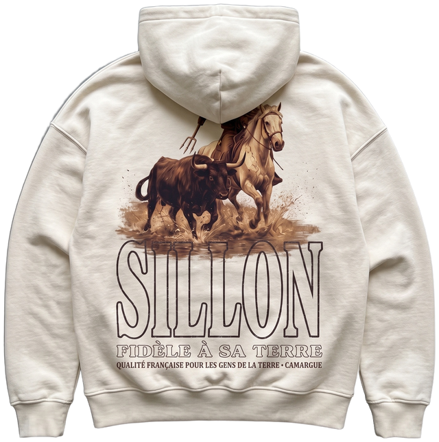 Hoodie lourd « Fidèle à sa terre » — écru — dos