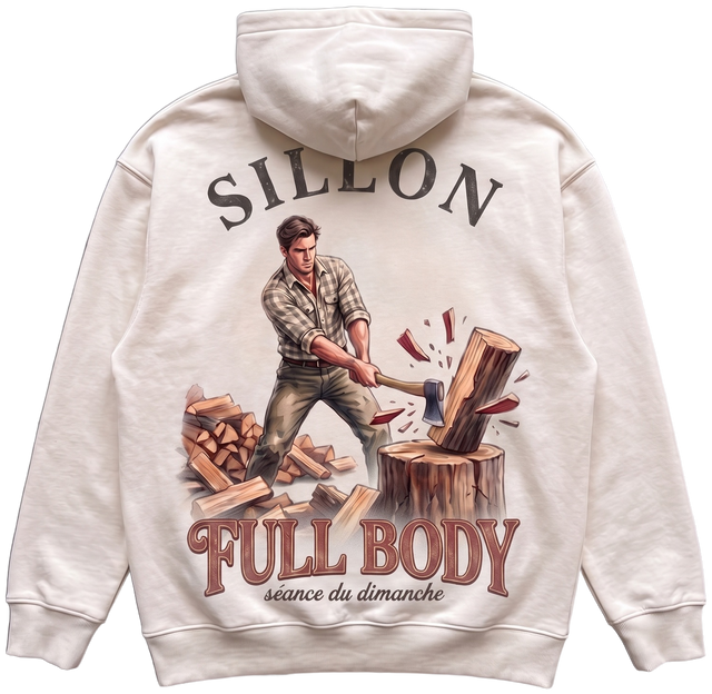 Hoodie lourd « Full Body » — écru — dos