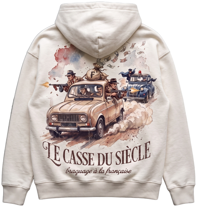 Hoodie lourd « Le Casse du Siècle » — écru — dos