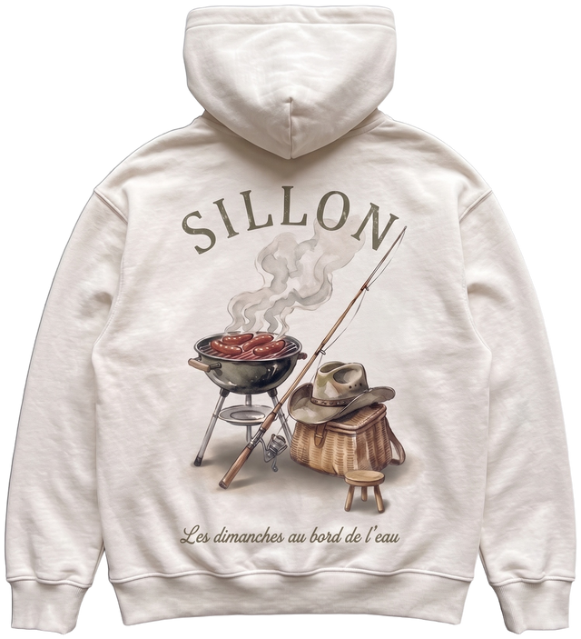 Hoodie lourd « Les Dimanches au bord de l'eau » — écru — dos