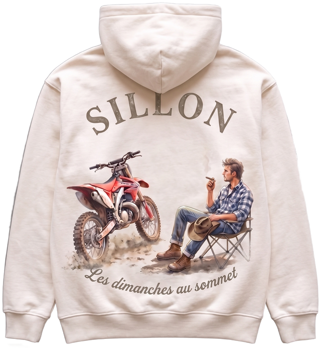Hoodie lourd « Les Dimanches au sommet » — écru — dos