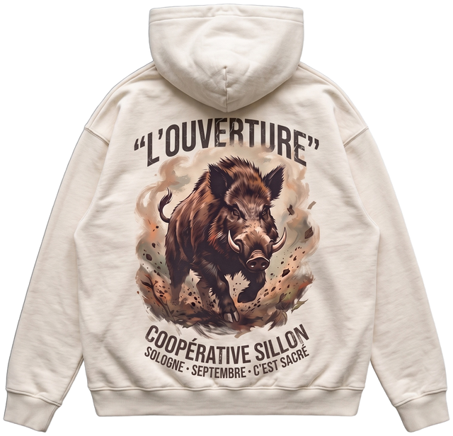 Hoodie lourd « L'Ouverture » — écru — dos