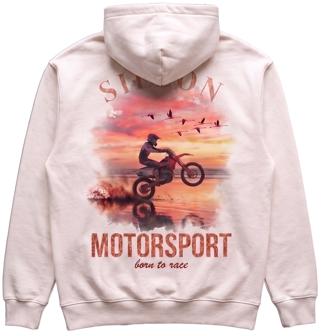 Hoodie lourd « Motorsport » — écru — dos