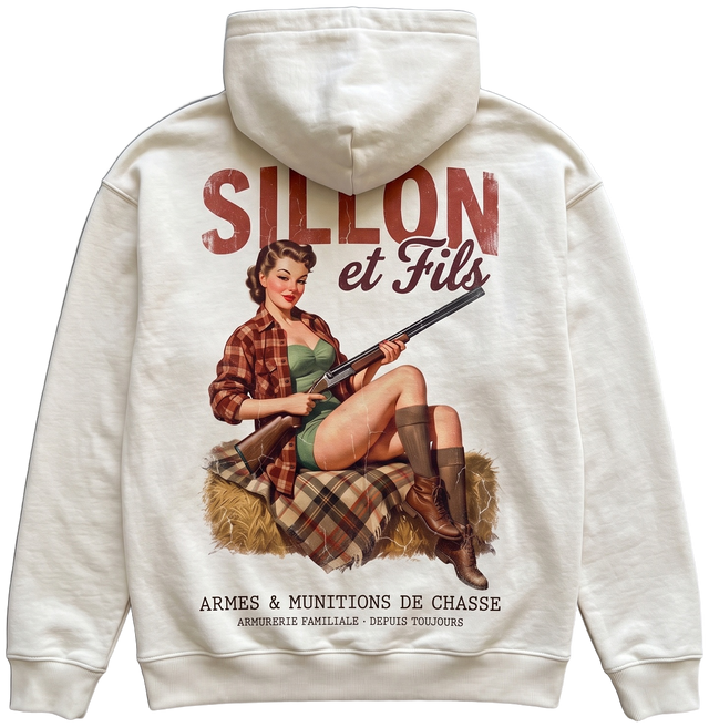 Hoodie lourd « Sillon & Fils » — écru — dos