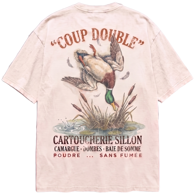 Tee lourd « Coup Double » — écru — dos