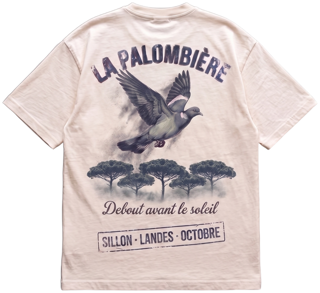 Tee lourd « La Palombière » — écru — dos
