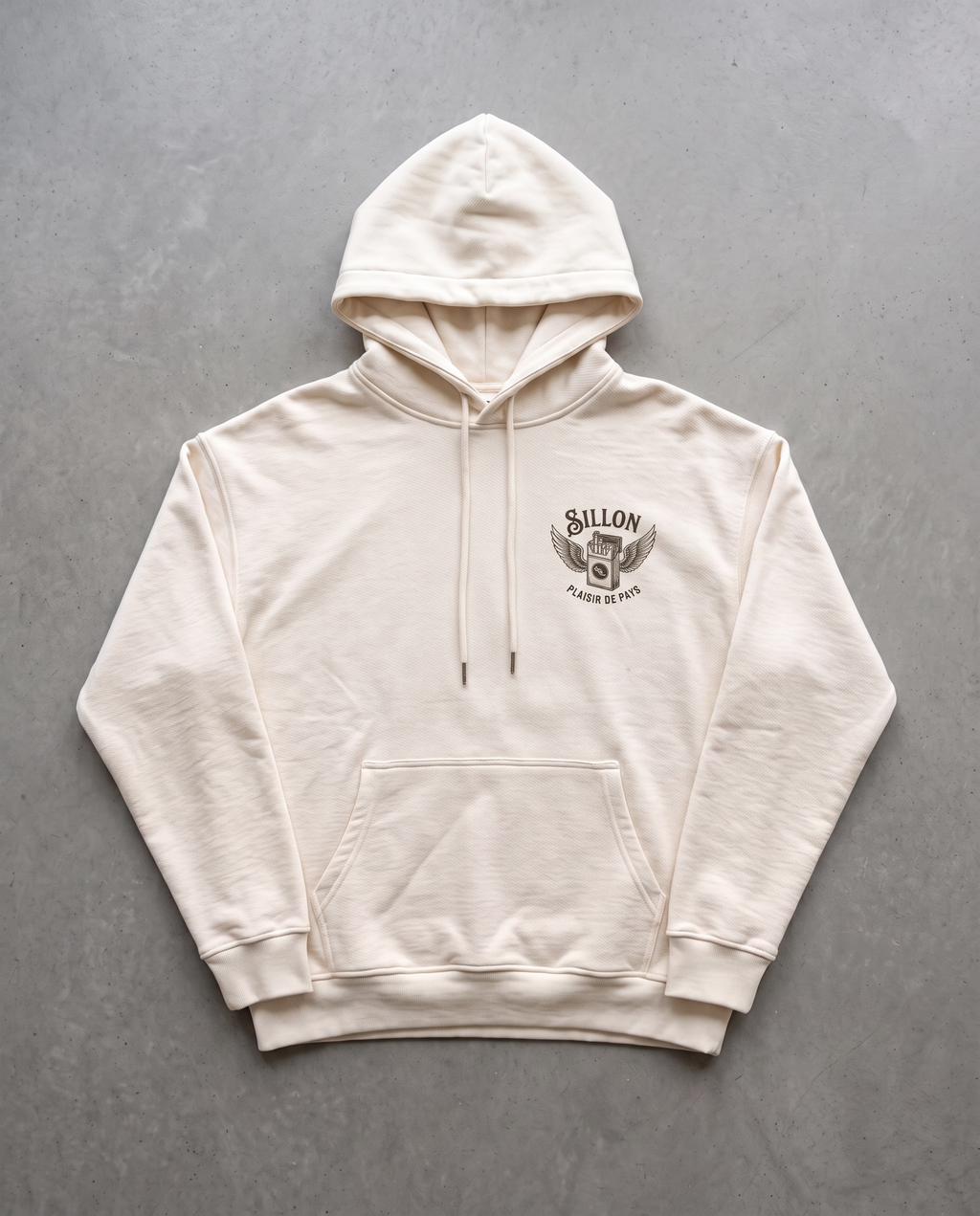 Hoodie lourd « Plaisir de Pays » — écru