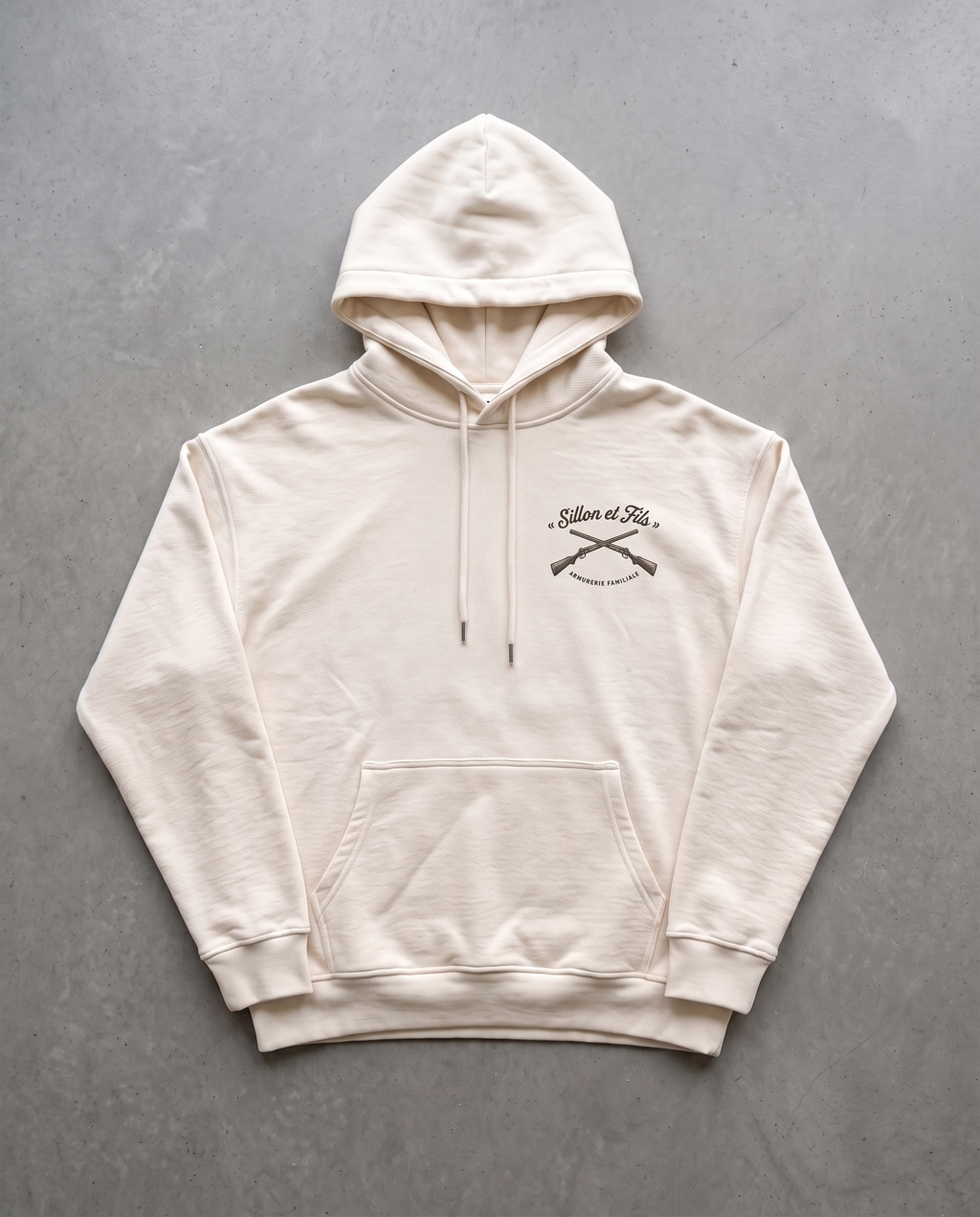 Hoodie lourd « Sillon & Fils » — écru