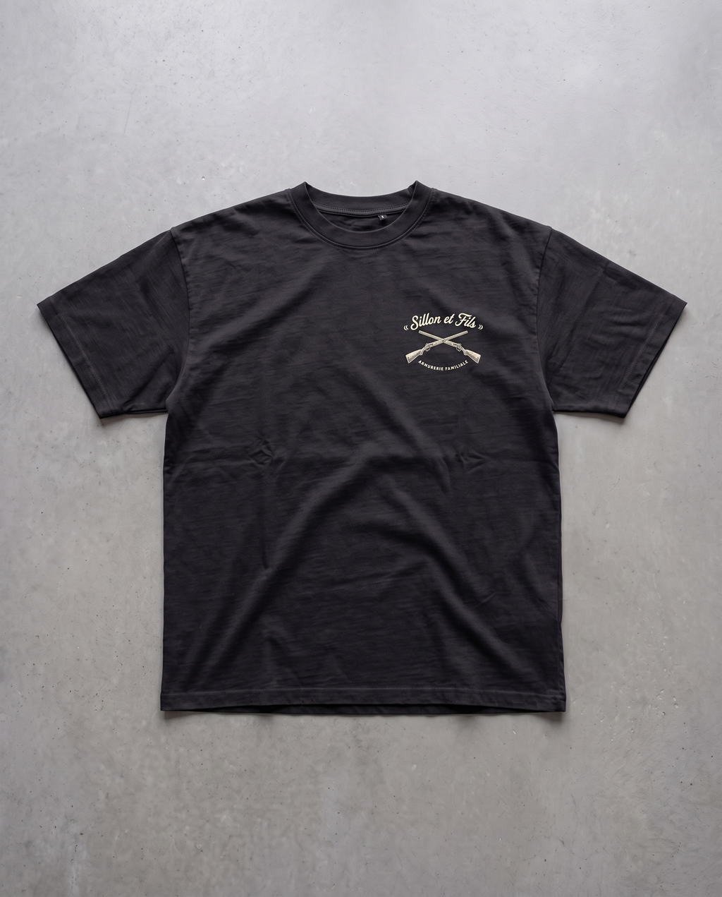 Tee lourd « Sillon & Fils » — noir délavé